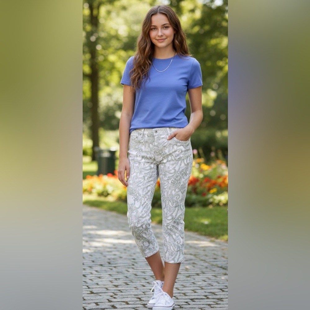 Spring bottoms Ralph Lauren White Paisley Straight Leg Jeans